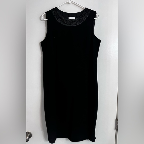 Charter Club Black Beaded Sleeveless High Neck Knee Dress Pencil Dress Size 10 - Picture 1 of 6